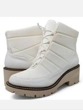 Blondo Daisy  Waterproof Lug Sole Boot in White Nylon